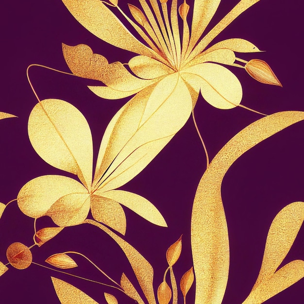 Photo there is a picture of a gold flower on a black background generative ai
