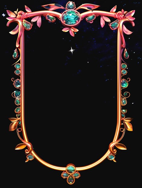 Photo there is a picture of a gold frame with jewels and flowers generative ai