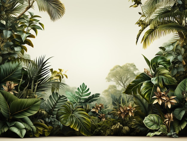 There is a picture of a jungle scene with a lot of plants generative ai