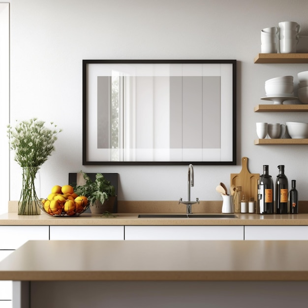 There is a picture of a kitchen with a sink and a counter generative ai