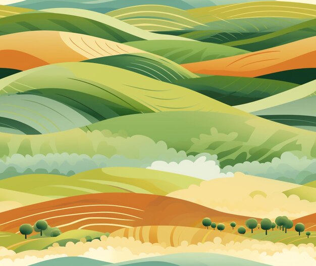 There is a picture of a landscape with hills and trees generative ai