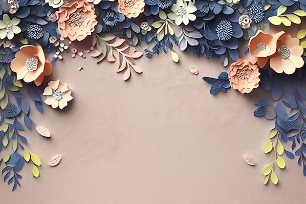 There is a picture of large paper flower arrangement on wall generative ai