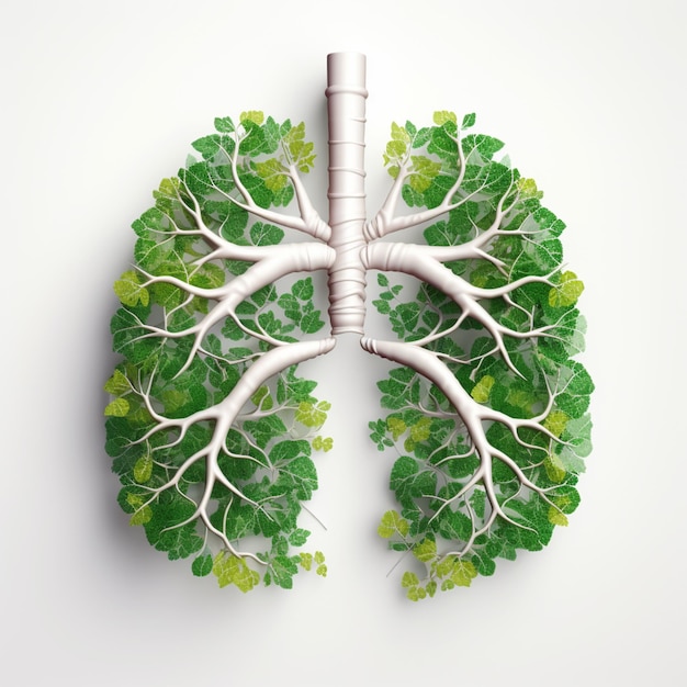 there is a picture of a lungs made out of leaves generative ai