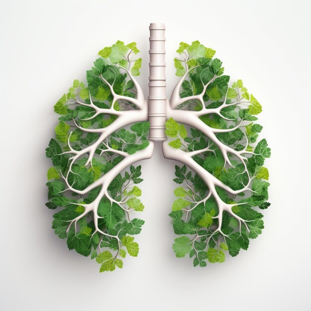 there is a picture of a lungs made out of leaves generative ai