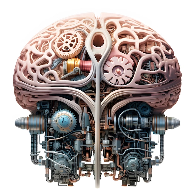 there is a picture of a mechanical brain with gears and gears Generative AI