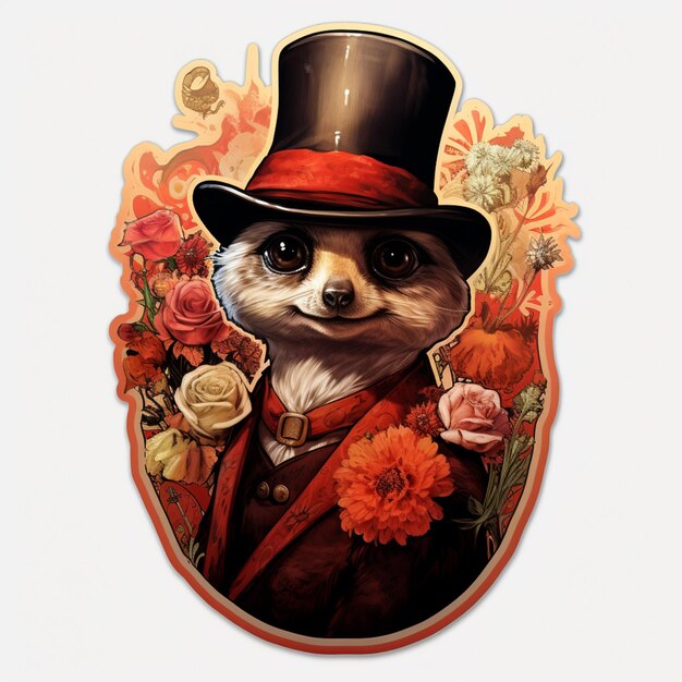 there is a picture of a meerkat wearing a top hat and a suit generative ai