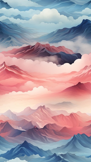 there is a picture of a mountain range with clouds in the sky generative ai
