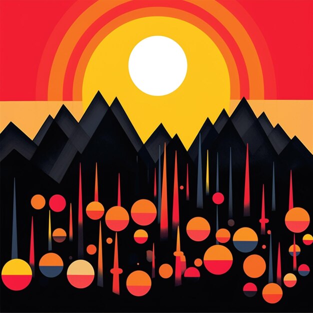 There is a picture of a mountain with a sun in the background generative ai