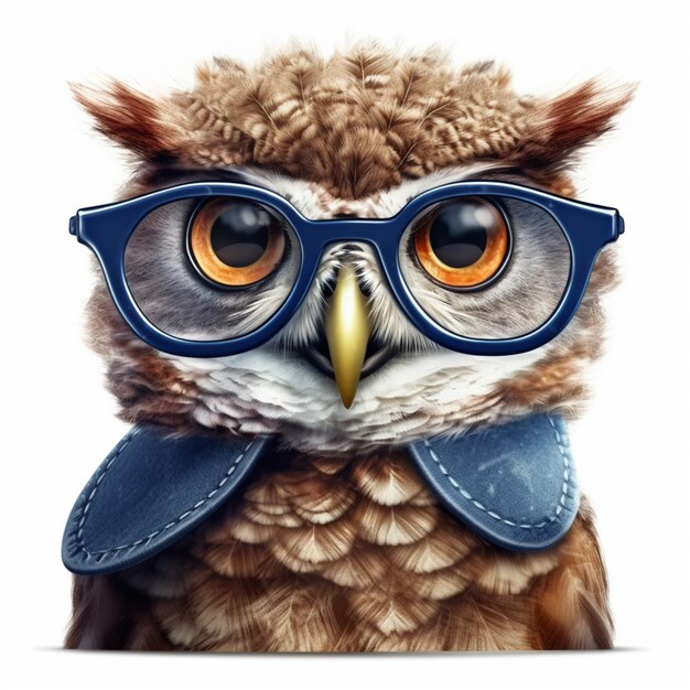There is a picture of an owl wearing glasses and a bow tie generative ai