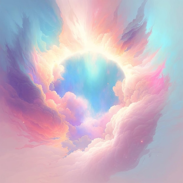 there is a picture of a painting of a heart in the clouds generative ai