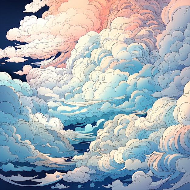 there is a picture of a painting of a sky with clouds generative ai