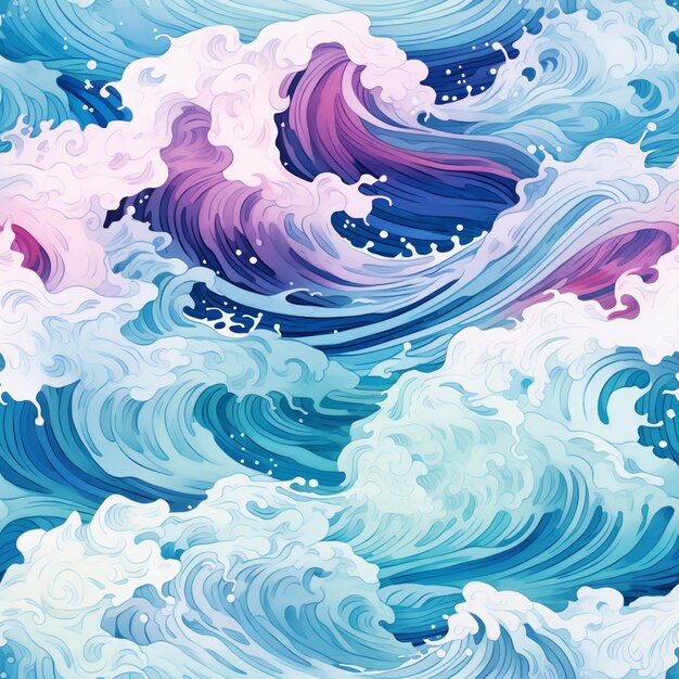 There is a picture of a painting of a wave in the ocean generative ai