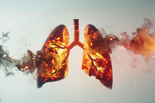 공기에서 생성된 한 의 폐의 사진이 있습니다.