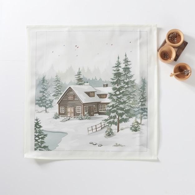 there is a picture of a picture of a cabin in the snow generative ai