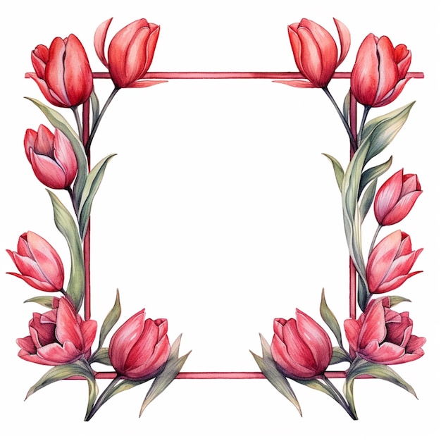 Photo there is a picture of a picture of a frame with flowers generative ai