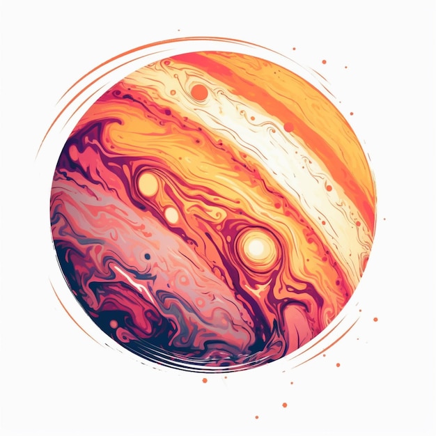 there is a picture of a picture of a planet with a red and yellow swirl generative ai