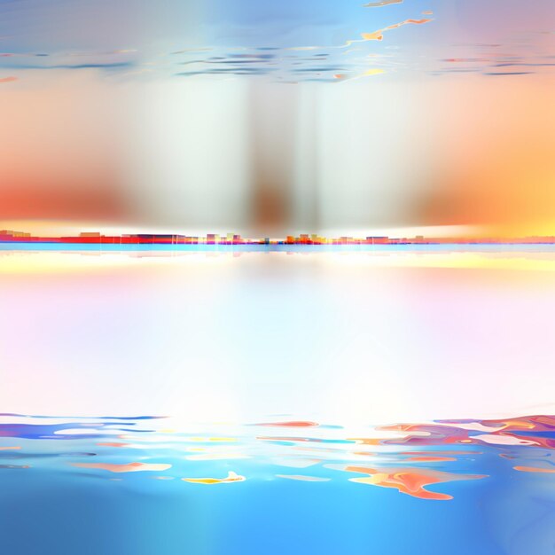 There is a picture of a picture of a sunset over the water generative ai