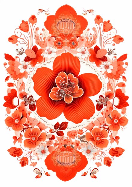 Photo there is a picture of a red flower with many flowers generative ai