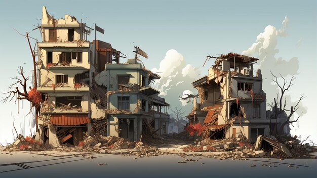 There is a picture of a ruined city with a lot of rubble generative ai