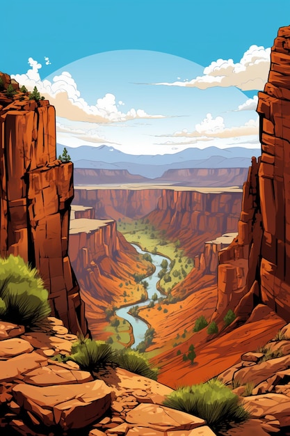 Photo there is a picture of a scenic view of a canyon generative ai