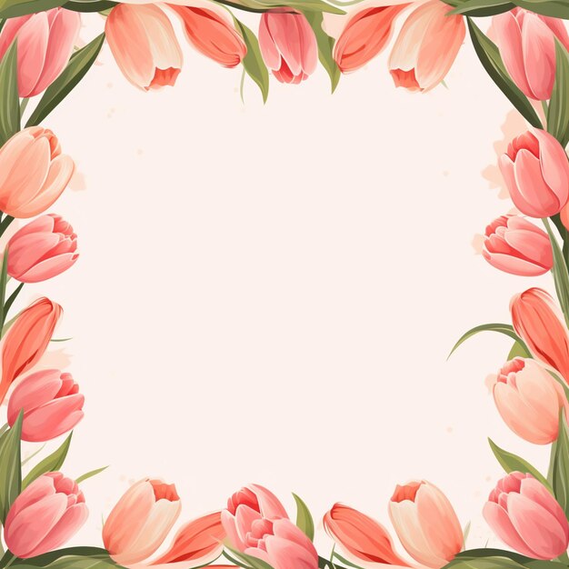 Photo there is a picture of a square frame with pink flowers generative ai