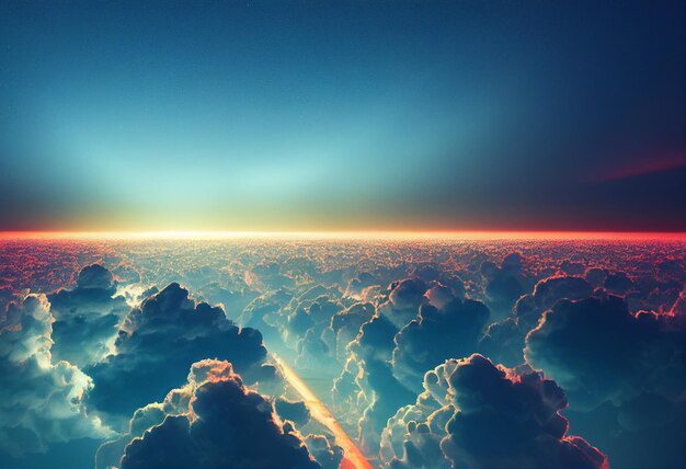 There is a picture of a sunset over the clouds generative ai