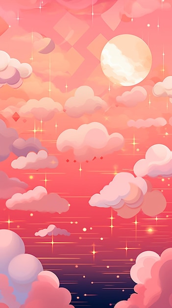 There is a picture of a sunset with clouds and stars generative ai