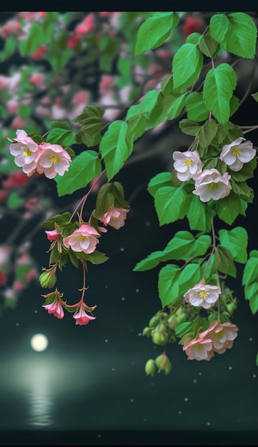 There is a picture of tree with flowers on it generative ai