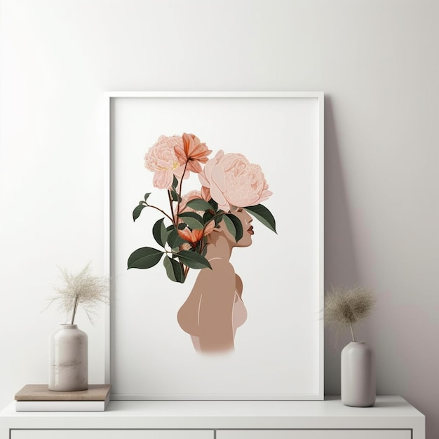 There is a picture of a vase with flowers on it generative ai