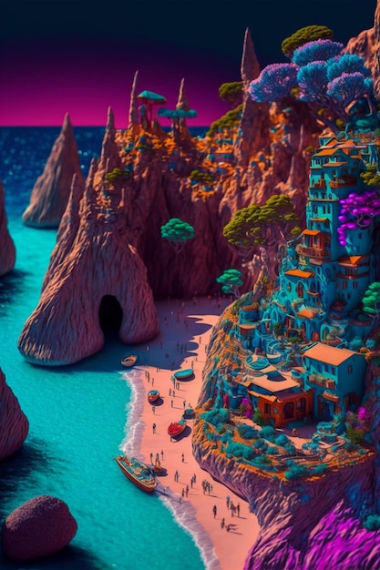 There is a picture of very colorful and looking landscape generative ai