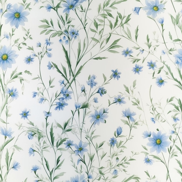 there is a picture of a wallpaper with blue flowers on it generative ai