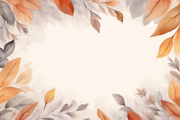There is a picture of a watercolor painting of a frame with leaves generative ai