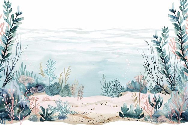 海の景色を描いた水彩画の写真があります