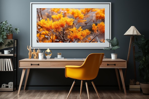 there is a picture of a yellow chair and a picture of a yellow flower generative ai