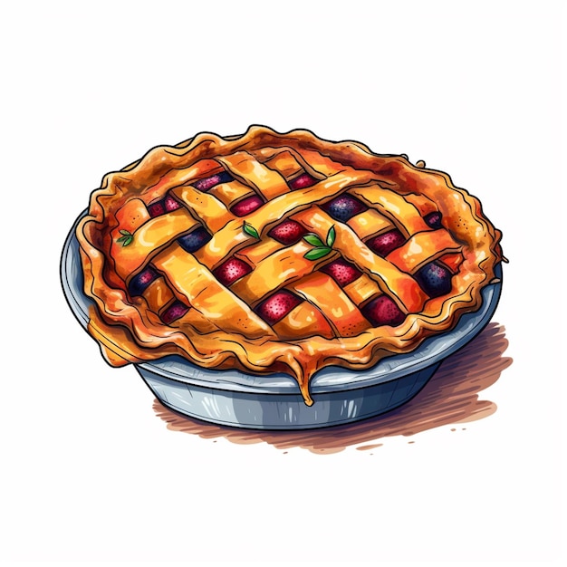 there is a pie with a lattice of fruit on it generative ai