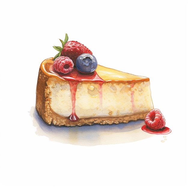 チーズケーキにベリーが付いている