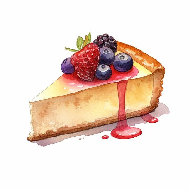 There is a piece of cheesecake with berries on top generative ai