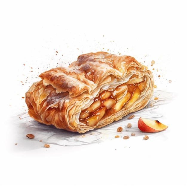 there is a piece of pastry with apples on the side generative ai