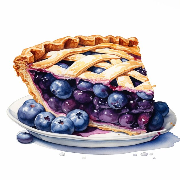 There is a piece of pie with blueberries on a plate generative ai