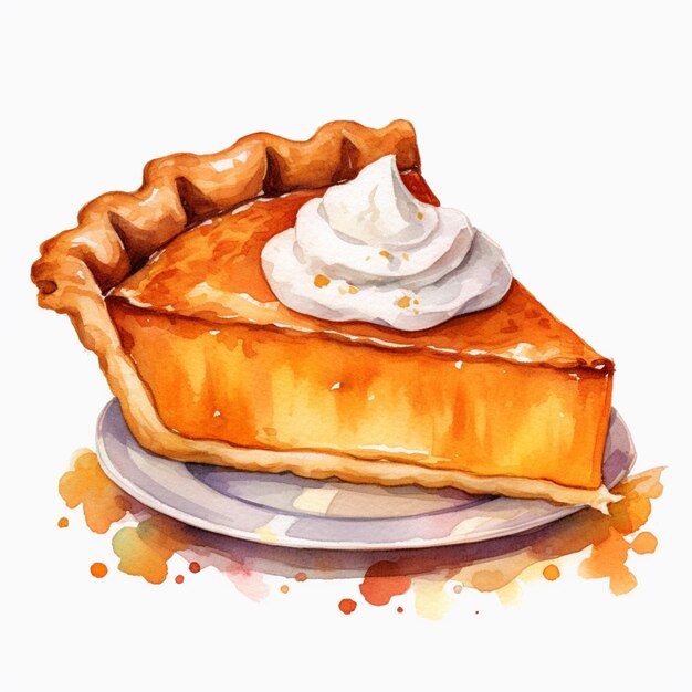 There is a piece of pie with whipped cream on top generative ai