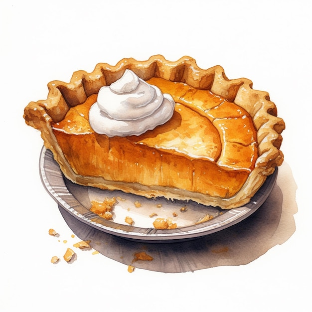 there is a piece of pie with whipped cream on top generative ai