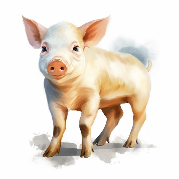 there is a pig that is standing up with a white background generative ai