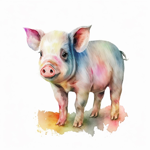 There is a pig that is standing on a white surface generative ai