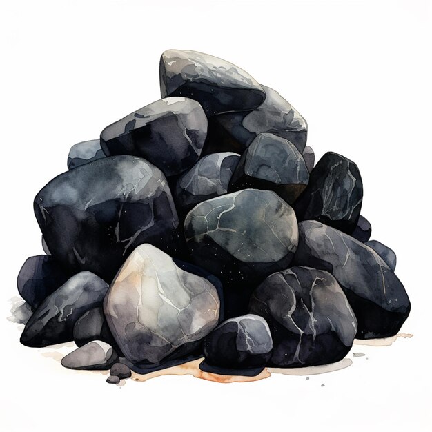 there is a pile of rocks on the ground with a white background generative ai