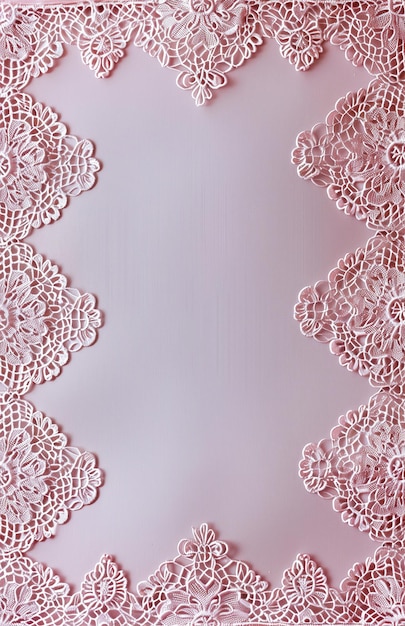 there is a pink background with a lace border and a place for a picture generative ai