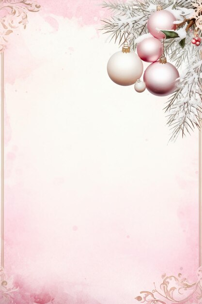 Foto c'è uno sfondo rosa con ornamenti e un fiocco di neve generativo ai