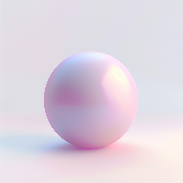 白い表面にピンクのボールがあり明るい青い背景が生み出されます