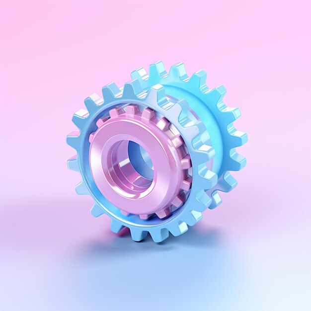 there is a pink and blue gear wheel on a pink background generative ai