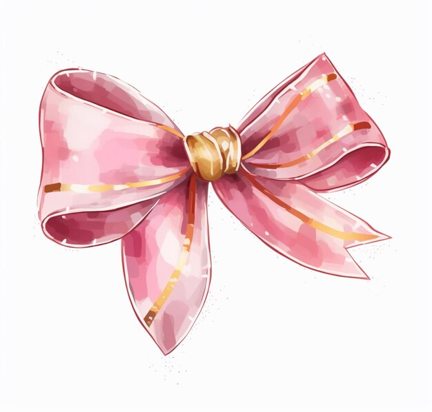 Photo there is a pink bow with a gold bow on it generative ai