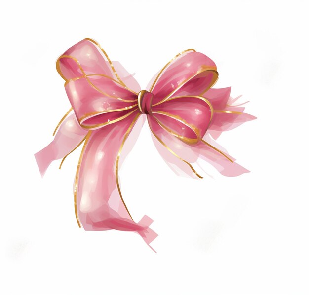 Photo there is a pink bow with gold stripes on it generative ai